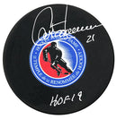 Guy Carbonneau Autographed Hockey Hall of Fame Inscribed Puck CoJo Sport Collectables Inc.