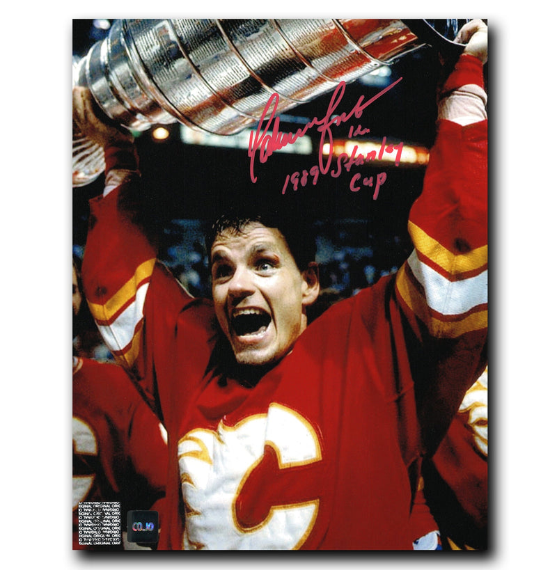 Hakan Loob Calgary Flames Autographed Stanley Cup Inscribed 8x10 Photo CoJo Sport Collectables Inc.