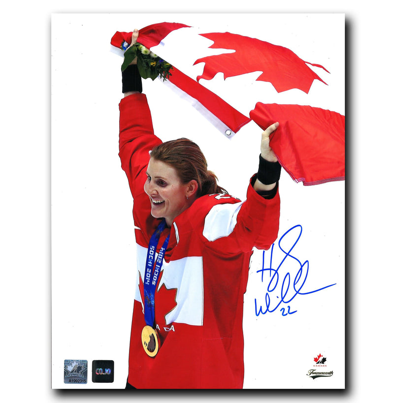 Hayley Wickenheiser Team Canada Autographed Flag 8x10 Photo CoJo Sport Collectables