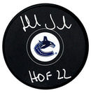 Henrik Sedin Autographed Vancouver Canucks HOF Inscribed Puck - CoJo Sport Collectables Inc.