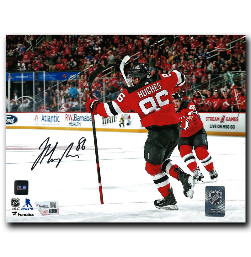 Jack Hughes New Jersey Devils Autographed Goal Celebration 8x10 Photo CoJo Sport Collectables Inc.