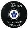 Jacob Quillan Autographed Toronto Maple Leafs Debut Inscribed Puck
