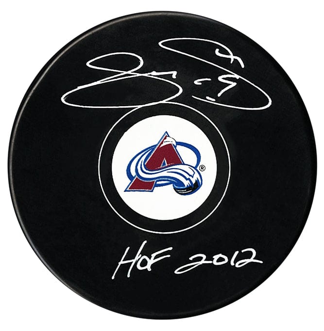 Joe Sakic Autographed Colorado Avalanche HOF Inscribed Puck (Small Logo) CoJo Sport Collectables Inc.