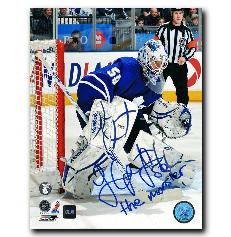 Jonas Gustavsson Toronto Maple Leafs Autographed Monster 8x10 Photo CoJo Sport Collectables Inc.