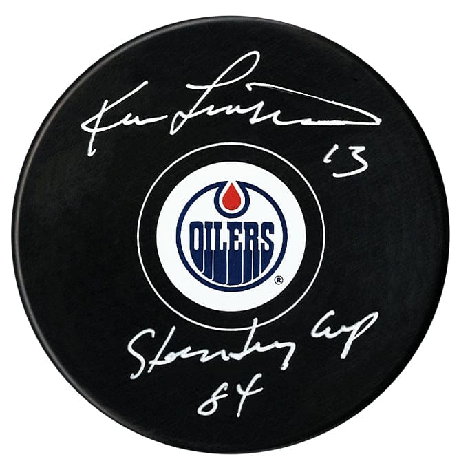 Ken Linseman Autographed Edmonton Oilers Stanley Cup Inscribed Puck CoJo Sport Collectables Inc.