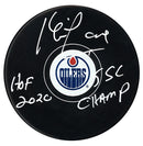 Kevin Lowe Autographed Edmonton Oilers Dual Inscribed Puck - CoJo Sport Collectables Inc.