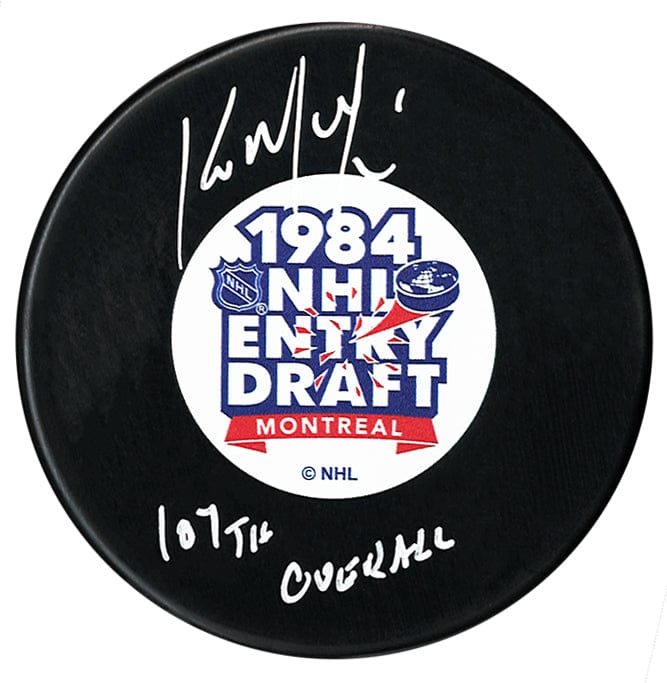Kirk McLean Autographed 1984 NHL Draft Inscribed Puck CoJo Sport Collectables Inc.