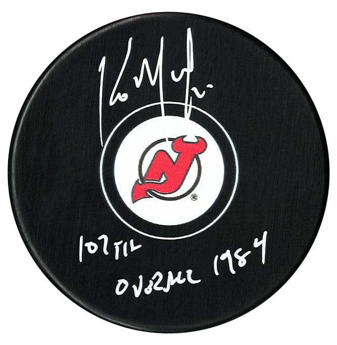 Kirk McLean Autographed New Jersey Devils Draft Inscribed Puck (Small Logo) CoJo Sport Collectables Inc.