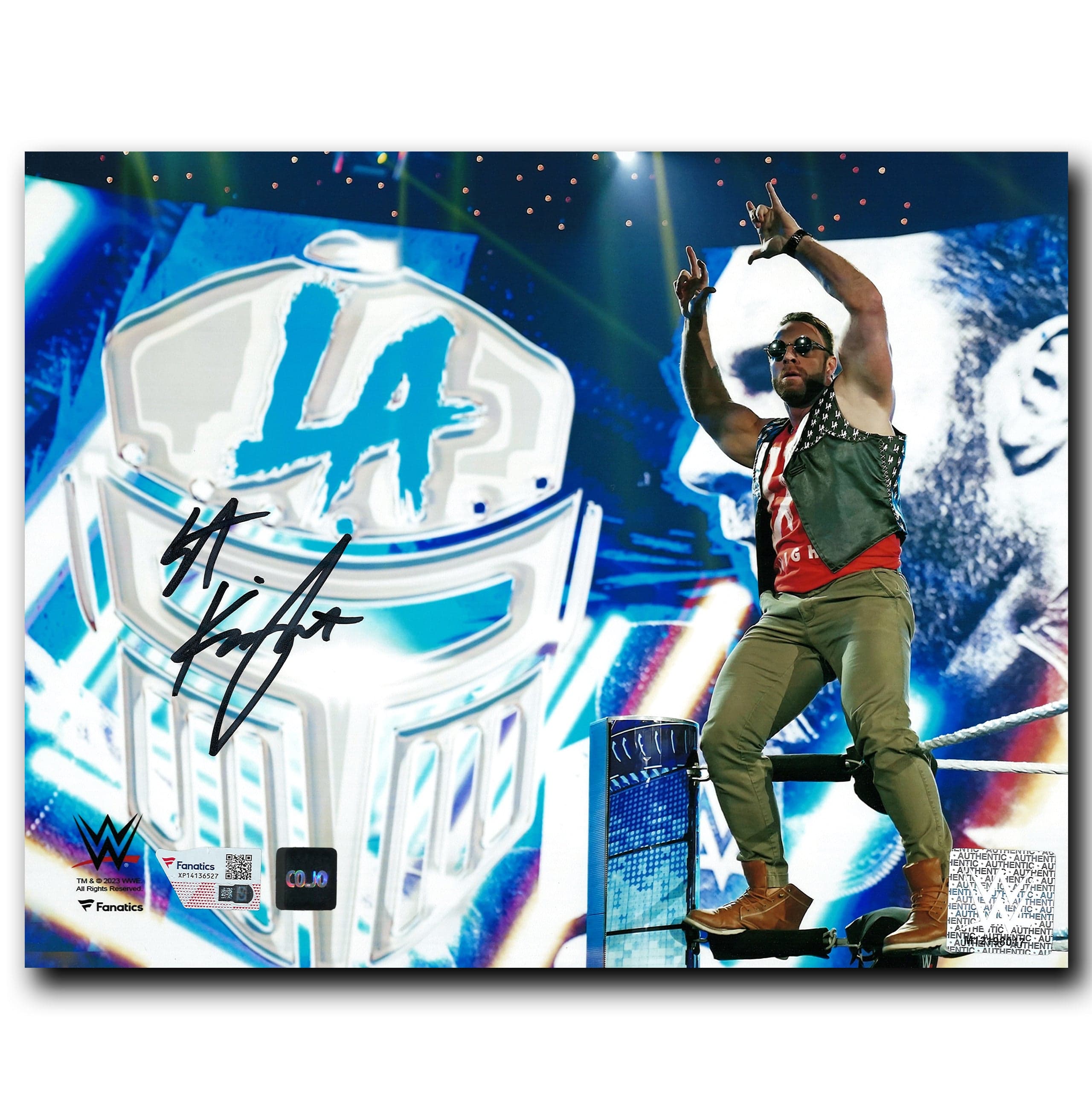 La Knight Sticker LA Knight WWE Autographed Ring 8x10 Photo | CoJo Sport Collectables Inc.