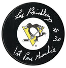 Les Binkley Pittsburgh Penguins Autographed 1st Penguins Goalie Puck CoJo Sport Collectables Inc.