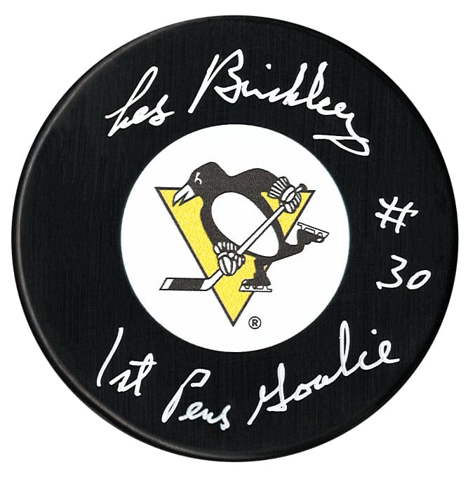 Les Binkley Pittsburgh Penguins Autographed 1st Penguins Goalie Puck CoJo Sport Collectables Inc.