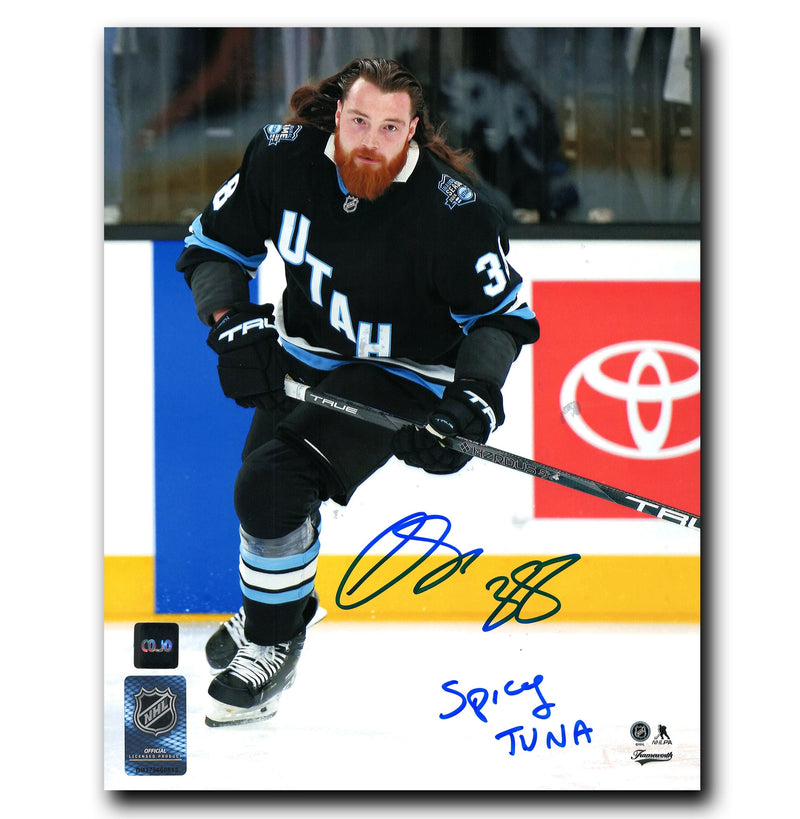 Liam O'Brien Utah Hockey Club Autographed Home Spicy Tuna Inscribed 8x10 Photo CoJo Sport Collectables Inc.