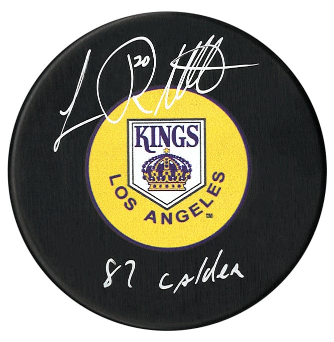 Luc Robitaille Autographed Los Angeles Kings Calder Inscribed Puck (Yellow) CoJo Sport Collectables Inc.