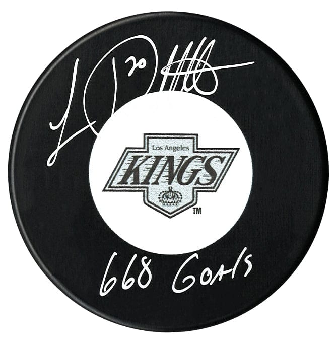 Luc Robitaille Autographed Los Angeles Kings Goals Inscribed Puck (Grey) CoJo Sport Collectables Inc.