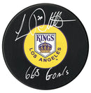 Luc Robitaille Autographed Los Angeles Kings Goals Inscribed Puck (Yellow) CoJo Sport Collectables Inc.