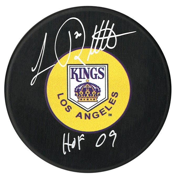 Luc Robitaille Autographed Los Angeles Kings HOF Inscribed Puck (Yellow) CoJo Sport Collectables Inc.