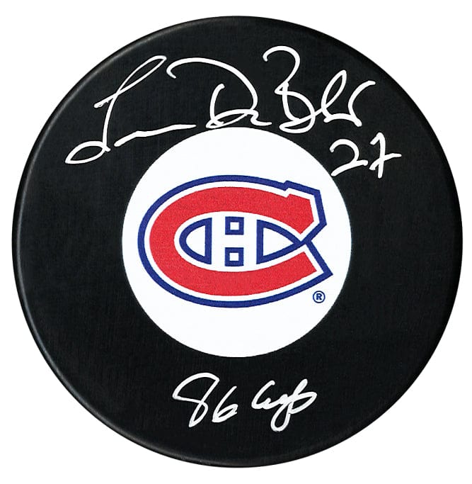 Lucien DeBlois Autographed Montreal Canadiens Stanley Cup Inscribed Puck CoJo Sport Collectables Inc.