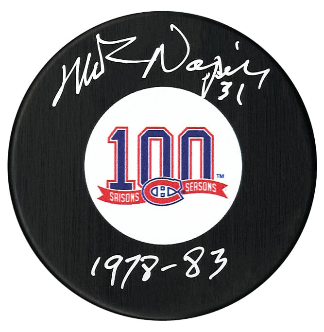 Mark Napier Autographed Montreal Canadiens Centennial Season Inscribed Puck CoJo Sport Collectables Inc.