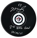 Mark Scheifele Autographed Winnipeg Jets 1st Goal Inscribed Puck CoJo Sport Collectables Inc.