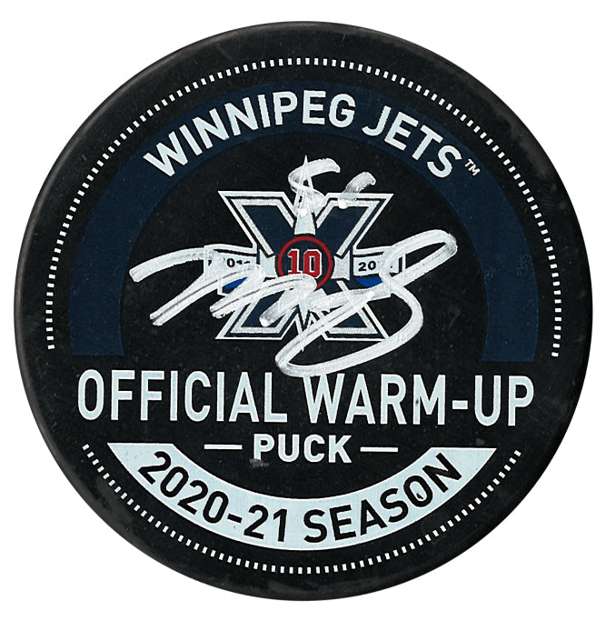 Mark Scheifele Autographed Winnipeg Jets 2020-21 Season Warm-Up Used Puck