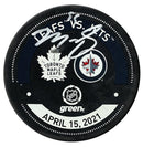 Mark Scheifele Autographed Winnipeg Jets April 15, 2021 Warm-Up Used Puck CoJo Sport Collectables Inc.