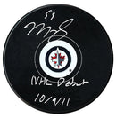 Mark Scheifele Autographed Winnipeg Jets Debut Inscribed Puck CoJo Sport Collectables Inc.