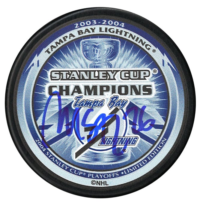 Martin St. Louis Autographed Tampa Bay Lightning 2004 Stanley Cup Champions Puck CoJo Sport Collectables Inc.