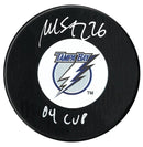 Martin St. Louis Autographed Tampa Bay Lightning Stanley Cup Inscribed Puck CoJo Sport Collectables Inc.