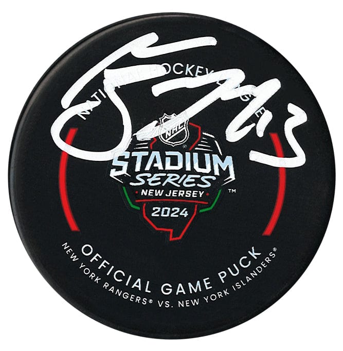 Mathew Barzal Autographed New York Islanders 2024 Stadium Series Official Puck CoJo Sport Collectables Inc.