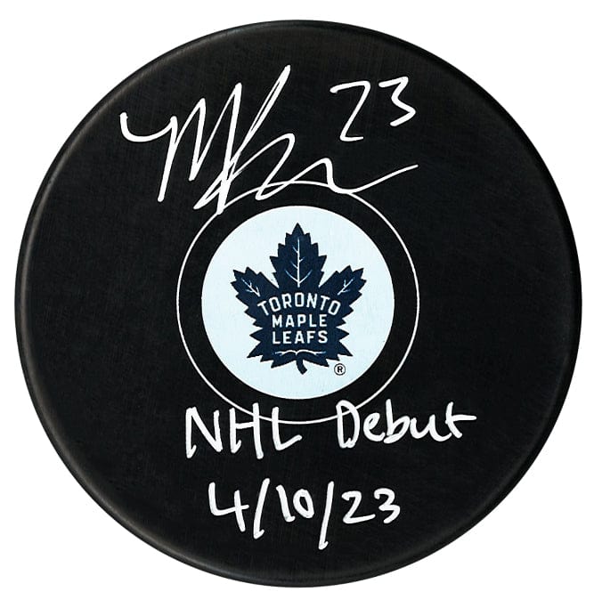 Matthew Knies Autographed Toronto Maple Leafs Debut Inscribed Puck CoJo Sport Collectables Inc.