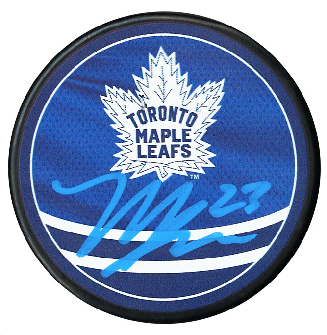 Matthew Knies Autographed Toronto Maple Leafs Reverse Retro 2.0 Puck (Baby Blue)