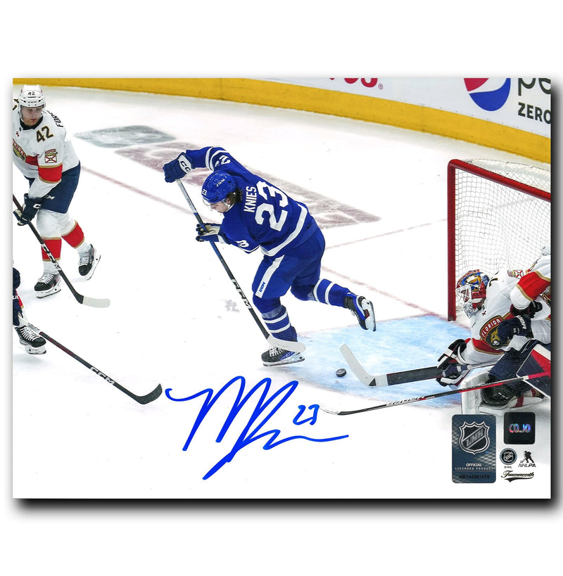 Matthew Knies Toronto Maple Leafs Autographed Spinning Goal 8x10 Photo CoJo Sport Collectables Inc.