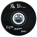 Maximus Wanner Autographed Edmonton Oilers Draft Inscribed Puck CoJo Sport Collectables Inc.