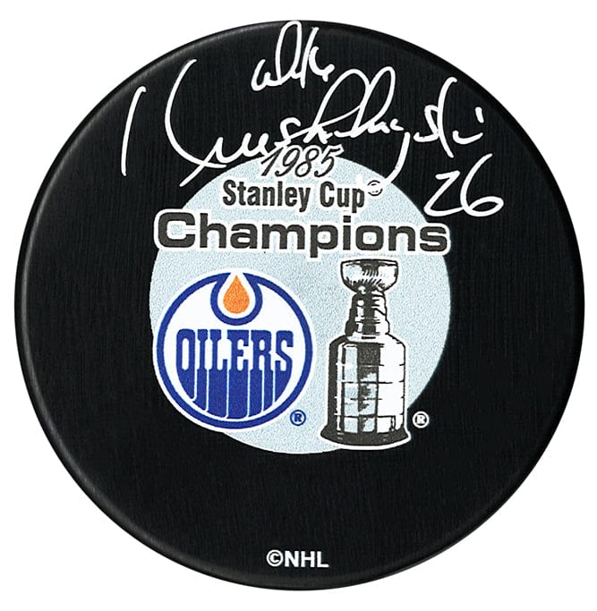 Mike Krushelnyski Autographed Edmonton Oilers 1985 Stanley Cup Champions Puck CoJo Sport Collectables Inc.