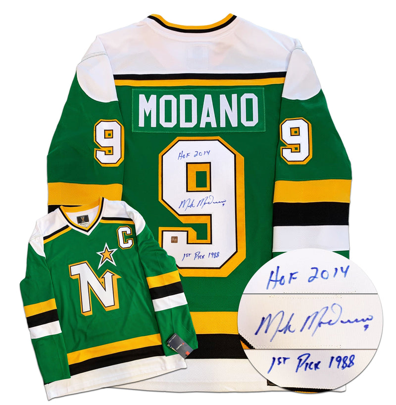 Mike Modano Minnesota North Stars Autographed HOF & Draft Inscribed Fanatics Vintage Jersey CoJo Sport Collectables Inc.