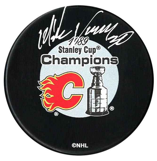 Mike Vernon Autographed Calgary Flames 1989 Stanley Cup Champions Puck CoJo Sport Collectables Inc.