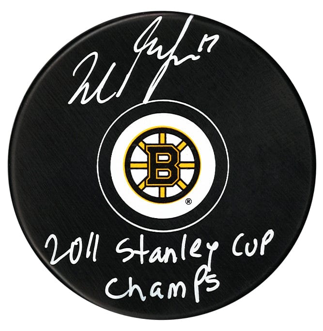 Milan Lucic Autographed Boston Bruins 2011 Stanley Cup Inscribed Puck CoJo Sport Collectables Inc.