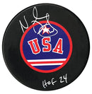Natalie Darwitz Autographed Team USA HOF Inscribed Puck (Dark) CoJo Sport Collectables Inc.