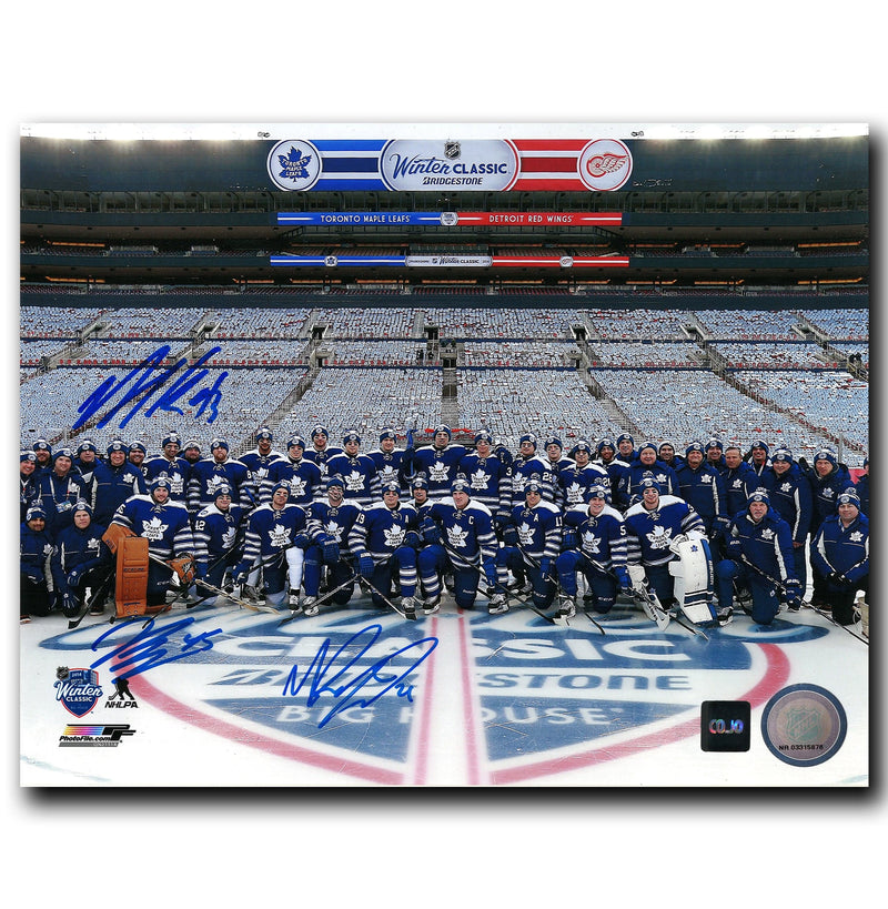 Nazem Kadri, Jonathan Bernier, Mason Raymond Toronto Maple Leafs Autographed 2014 Winter Classic Rink 8x10 Photo CoJo Sport Collectables Inc.
