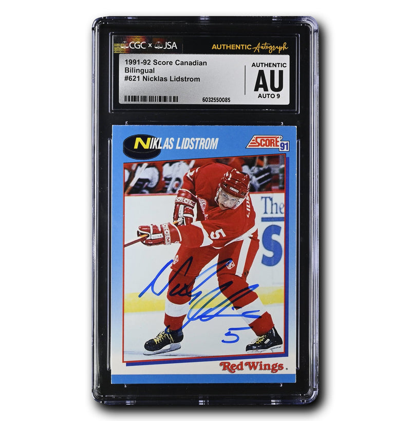 Nicklas Lidstrom Autographed 1991-92 Score Canadian Bilingual