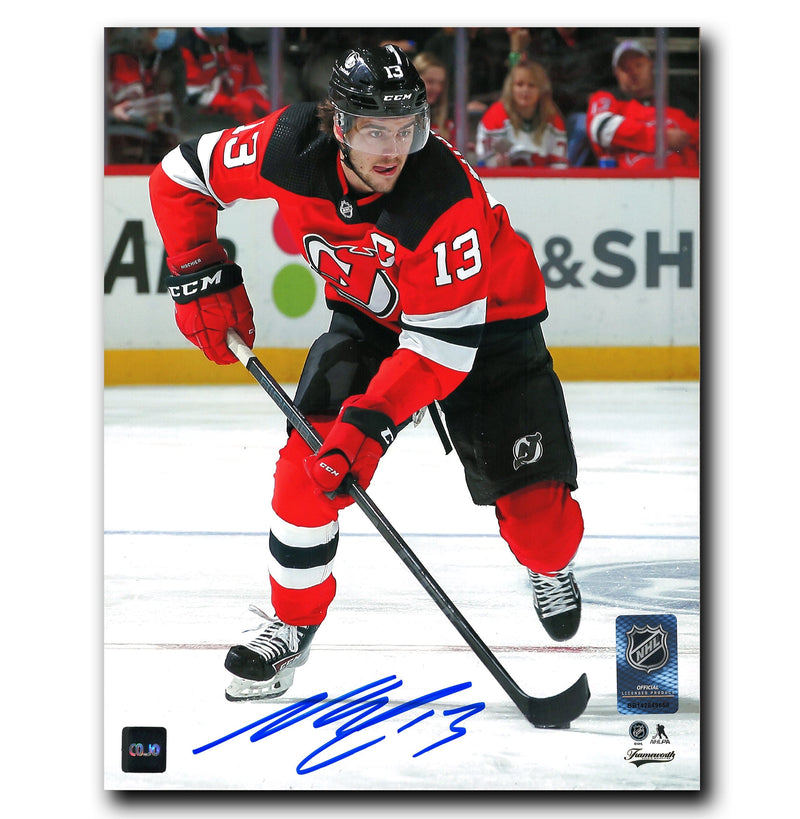 Nico Hischier New Jersey Devils Autographed Action 8x10 Photo CoJo Sport Collectables Inc.