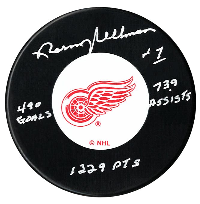 Norm Ullman Autographed Detroit Red Wings Triple Inscribed Puck CoJo Sport Collectables Inc.
