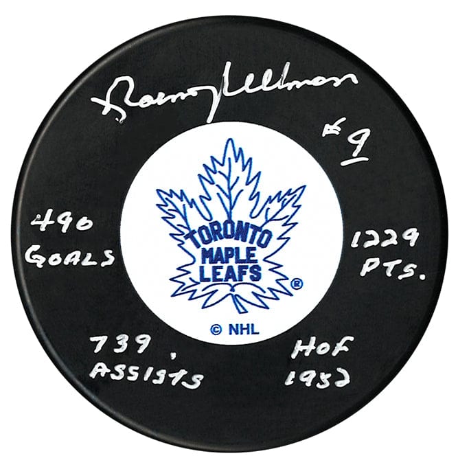 Norm Ullman Autographed Toronto Maple Leafs Quadruple Inscribed Puck CoJo Sport Collectables Inc.