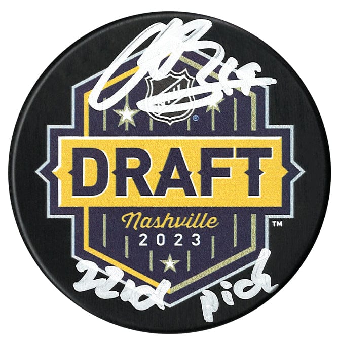 Oliver Bonk Autographed 2023 Inscribed NHL Draft Puck CoJo Sport Collectables Inc.