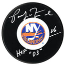 Pat LaFontaine Autographed New York Islanders HOF Inscribed Puck CoJo Sport Collectables Inc.