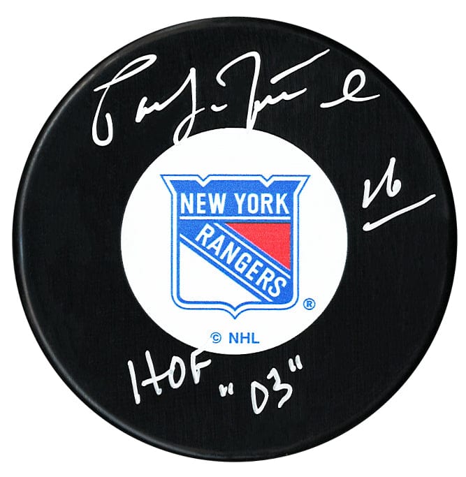 Pat LaFontaine Autographed New York Rangers HOF Inscribed Puck CoJo Sport Collectables Inc.