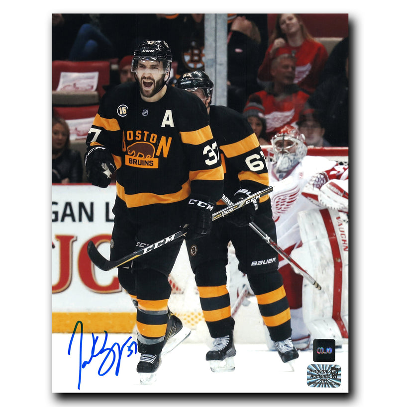 Patrice Bergeron Boston Bruins Autographed Goal Celebration 8x10 Photo