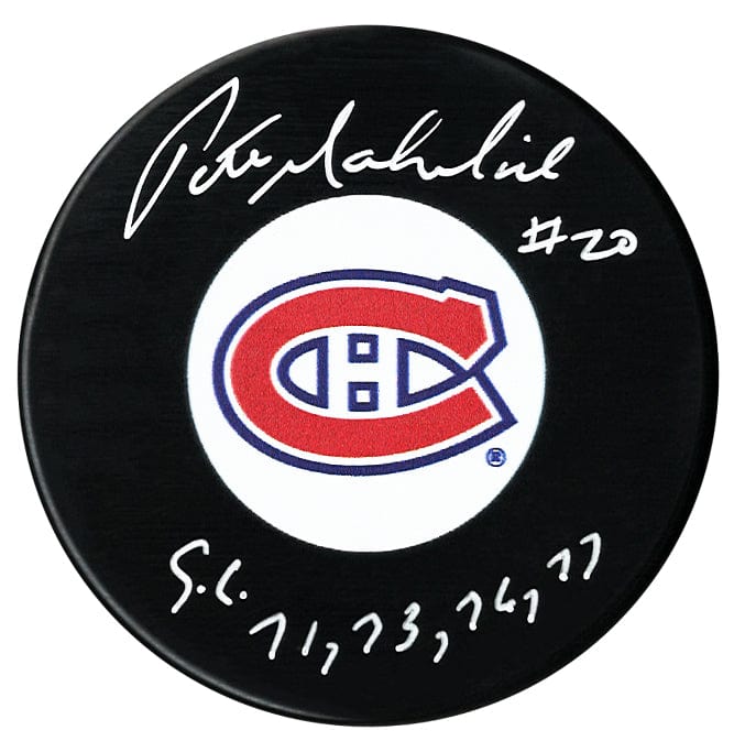 Pete Mahovlich Autographed Montreal Canadiens Stanley Cup Inscribed Puck CoJo Sport Collectables Inc.