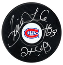 Pierre Larouche Autographed Montreal Canadiens Stanley Cup Inscribed Puck - CoJo Sport Collectables Inc.