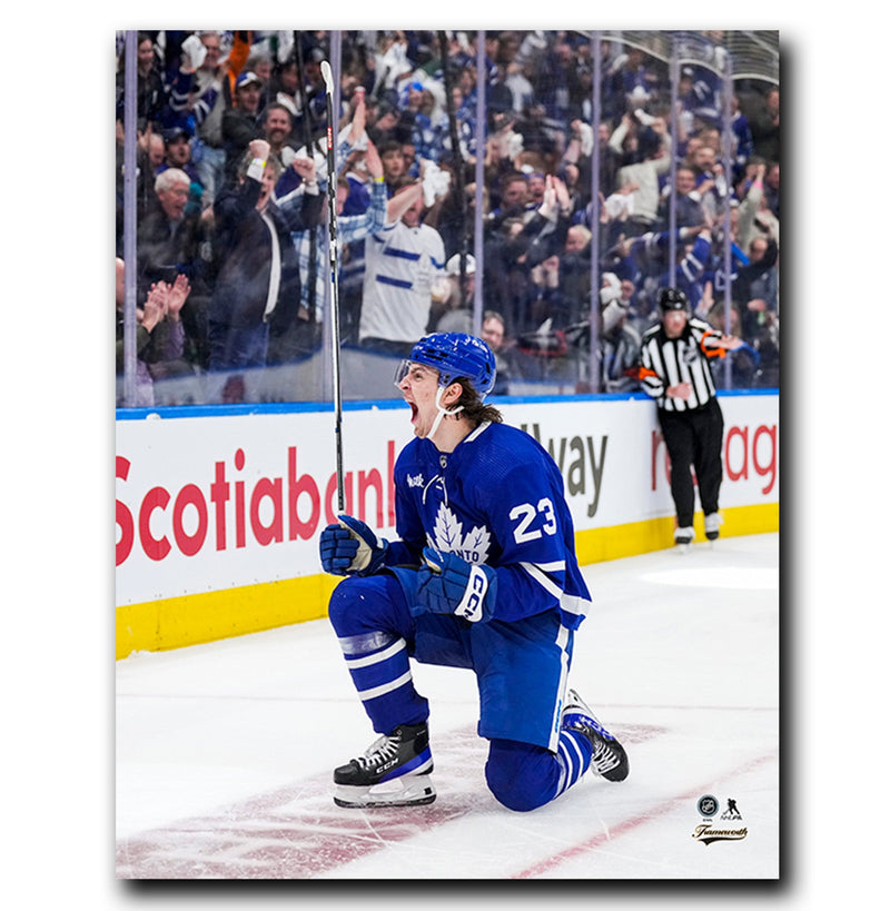 (Pre-Order) Matthew Knies Toronto Maple Leafs Autographed First Goal Celebration 8x10 Photo (Vertical) CoJo Sport Collectables Inc.